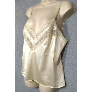 Vtg Vanity Fair Camisole 38 Ecru Adjustable Straps Lace Bodice Timeless Feminine